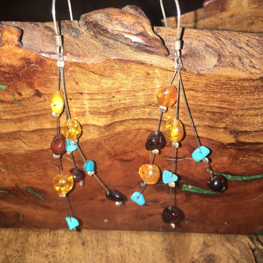 Amber and Turquoise Earings